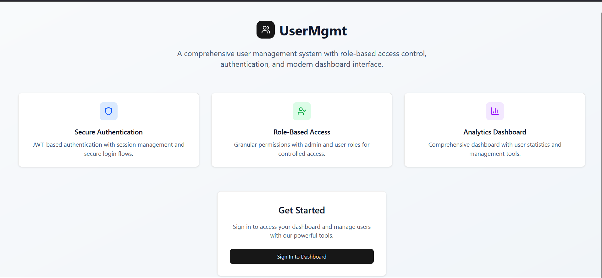 Screenshot of Role-based User Management (RBAC)